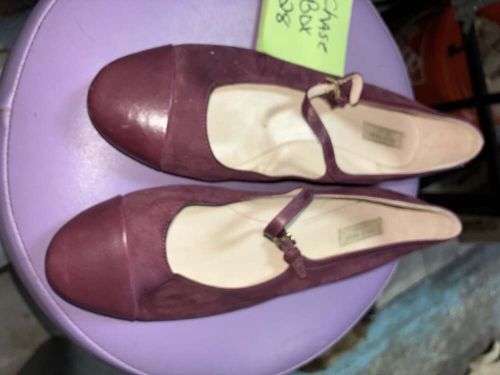 Cole Haan Grand.OS Burgundy Suede and Leather Mary Jane Flat Shoes Size 8.5 B